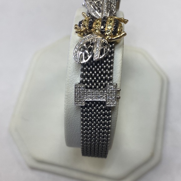 Bangle Bracelet Diamonds 14K Gold - Picture 5 of 14